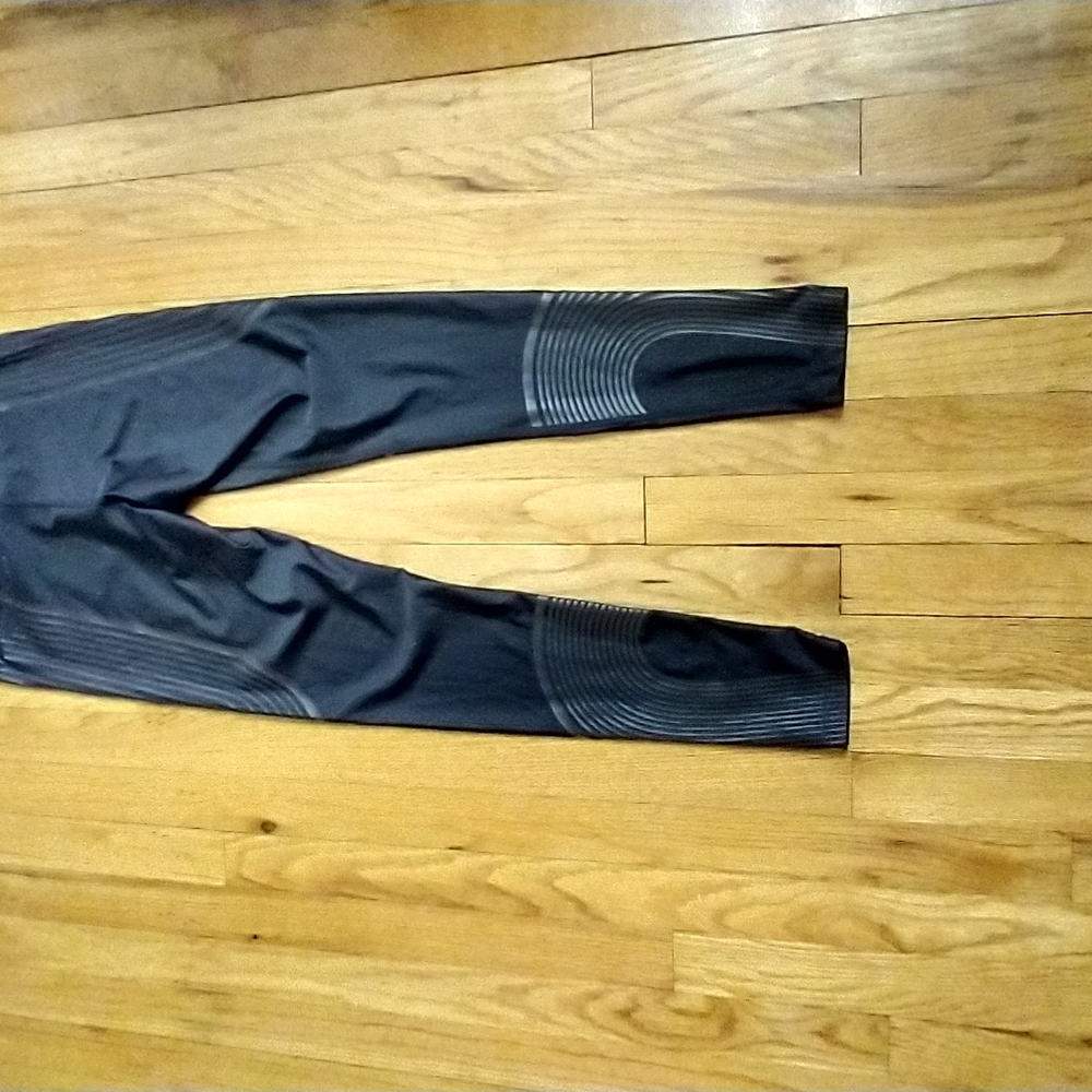 Black Athletic Leggings with Gray Accents
